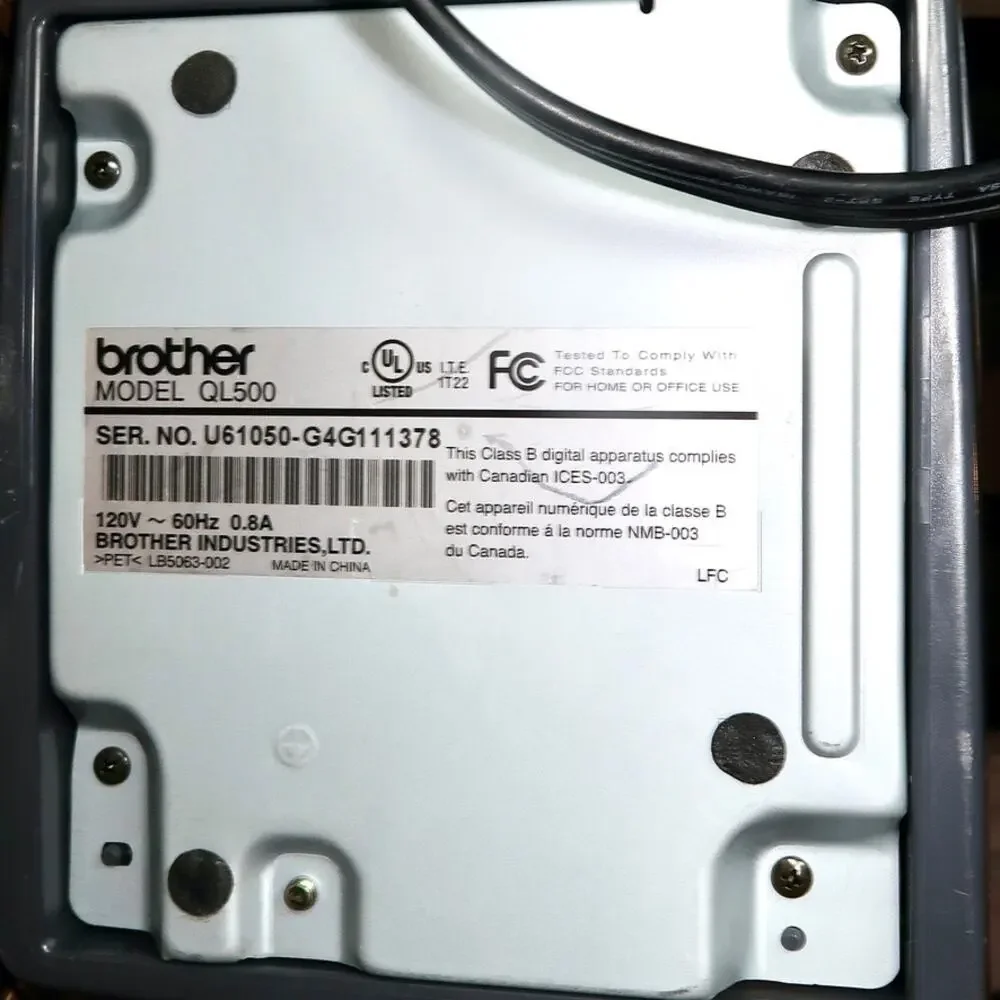 Brother P-touch QL-500 thermal label printer Ser. No. U61050-G4G111378